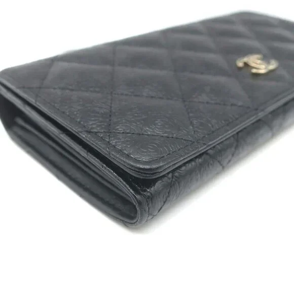 Chanel Camellia-Embossed Quilted Leather L Yen Continental Wallet Black - Picture 9 of 15